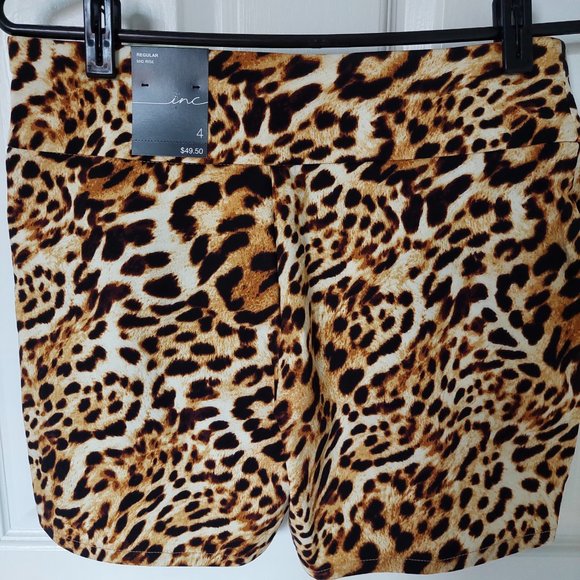 INC Women's Size 4 Mid-Rise Pull-On Leopard Print Core Compression Shorts NWT - Picture 4 of 9